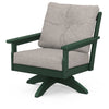 Vineyard Deep Seating Swivel Chair Green Frame Weathered Tweed Cushions