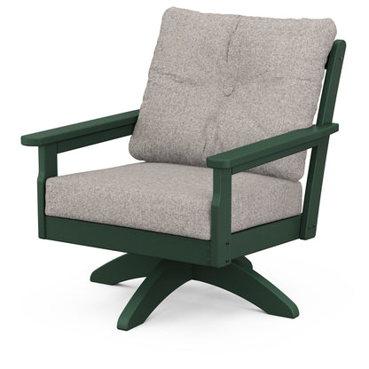 
                  Vineyard Deep Seating Swivel Chair Green Frame Weathered Tweed Cushions - Image 86
                