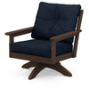 Vineyard Deep Seating Swivel Chair Mahogany Frame Marine Indigo Cushions