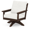 Vineyard Deep Seating Swivel Chair Mahogany Frame Natural Linen Cushions