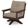 Vineyard Deep Seating Swivel Chair Mahogany Frame Spiced Burlap Cushions