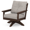 Vineyard Deep Seating Swivel Chair Mahogany Frame Weathered Tweed Cushions