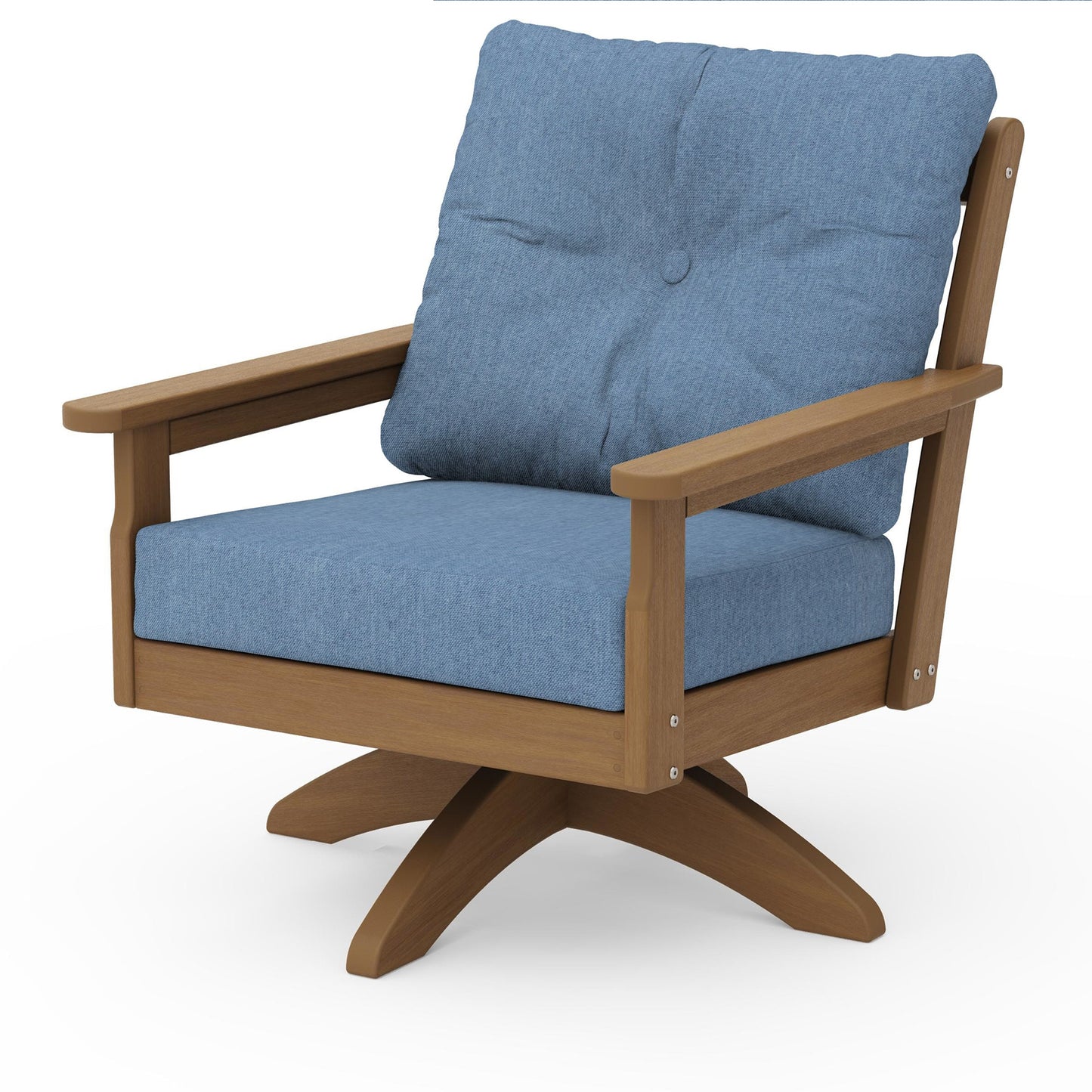 Vineyard Deep Seating Swivel Chair Natural Frame Sky Blue Cushions, image 65