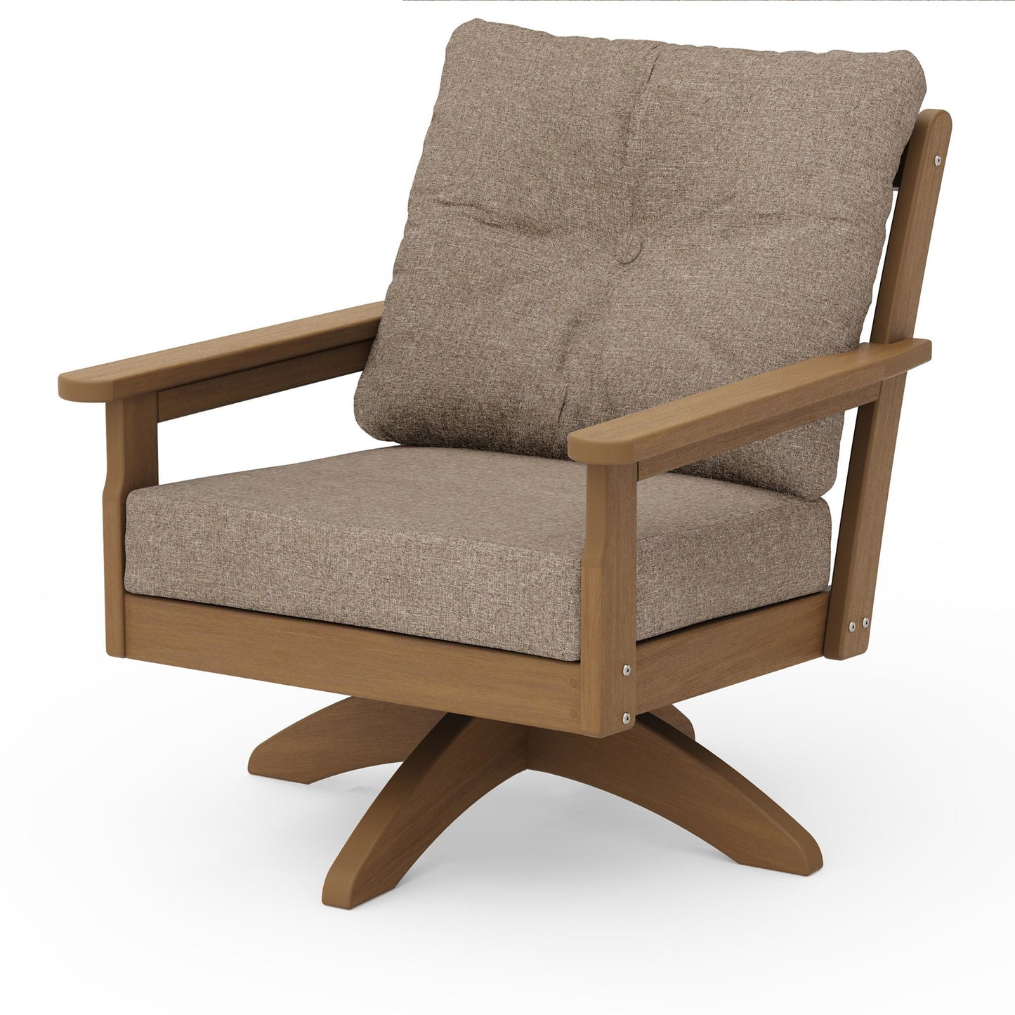 Vineyard Deep Seating Swivel Chair Natural Frame Spiced Burlap Cushions, image 78