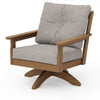 Vineyard Deep Seating Swivel Chair Natural Frame Weathered Tweed Cushions