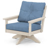 Vineyard Deep Seating Swivel Chair Sand Frame Sky Blue Cushions