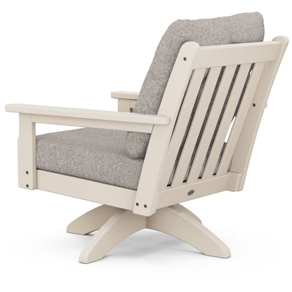 
                  Vineyard Deep Seating Swivel Chair Sand Frame Weathered Tweed Cushions Back - Image 2
                