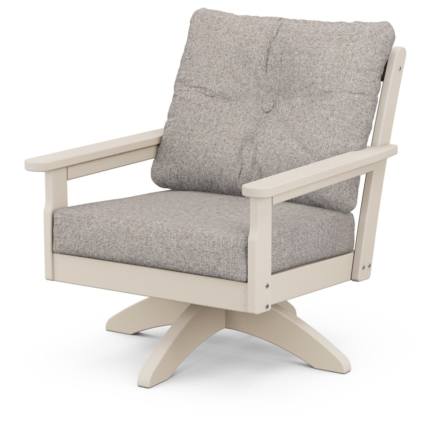 Vineyard Deep Seating Swivel Chair Sand Frame Weathered Tweed Cushions, image 85