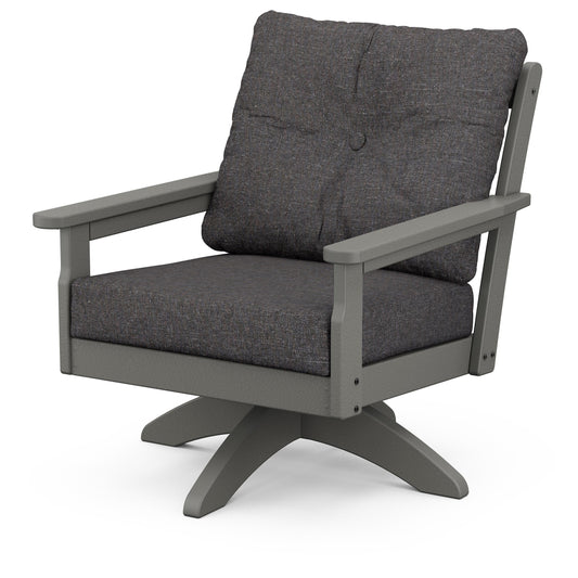 Vineyard Deep Seating Swivel Chair Slate Grey Frame Ash Charcoal Cushions