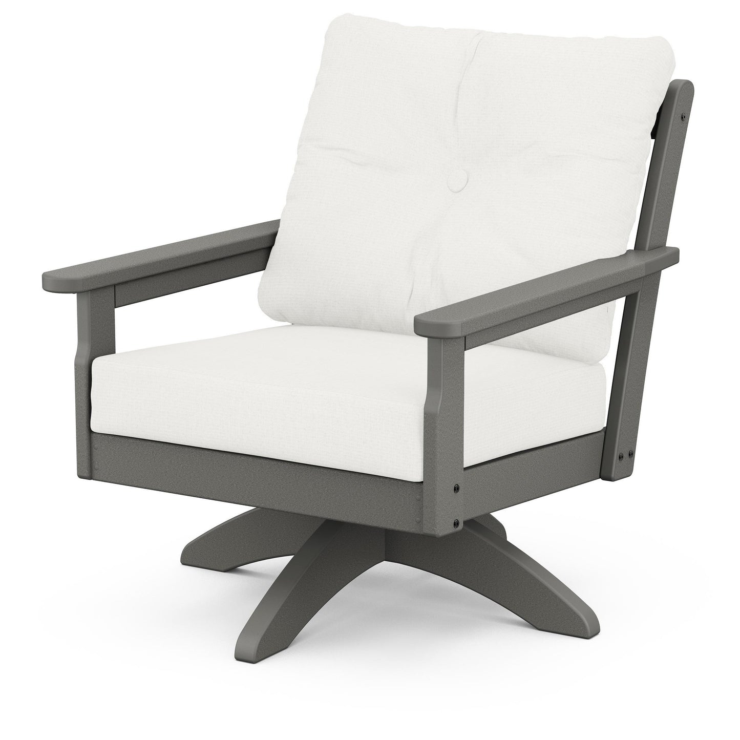 Vineyard Deep Seating Swivel Chair Slate Grey Frame Natural Linen Cushions, image 41