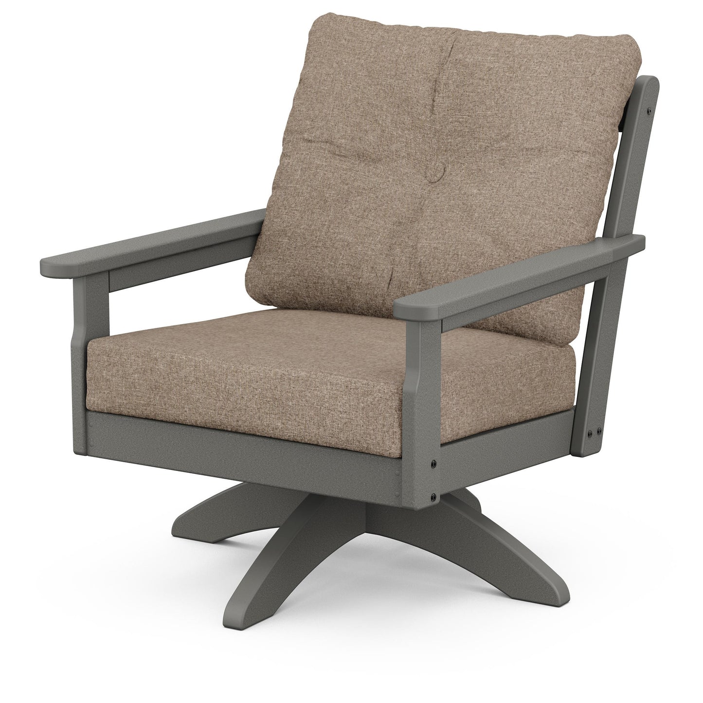 Vineyard Deep Seating Swivel Chair Slate Grey Frame Spiced Burlap Cushions, image 67