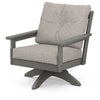 Vineyard Deep Seating Swivel Chair Slate Grey Frame Weathered Tweed Cushions