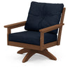 Vineyard Deep Seating Swivel Chair Teak Frame Marine Indigo Cushions
