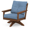 Vineyard Deep Seating Swivel Chair Teak Frame Sky Blue Cushions