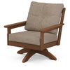 Vineyard Deep Seating Swivel Chair Teak Frame Spiced Burlap Cushions
