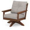 Vineyard Deep Seating Swivel Chair Teak Frame Weathered Tweed Cushions