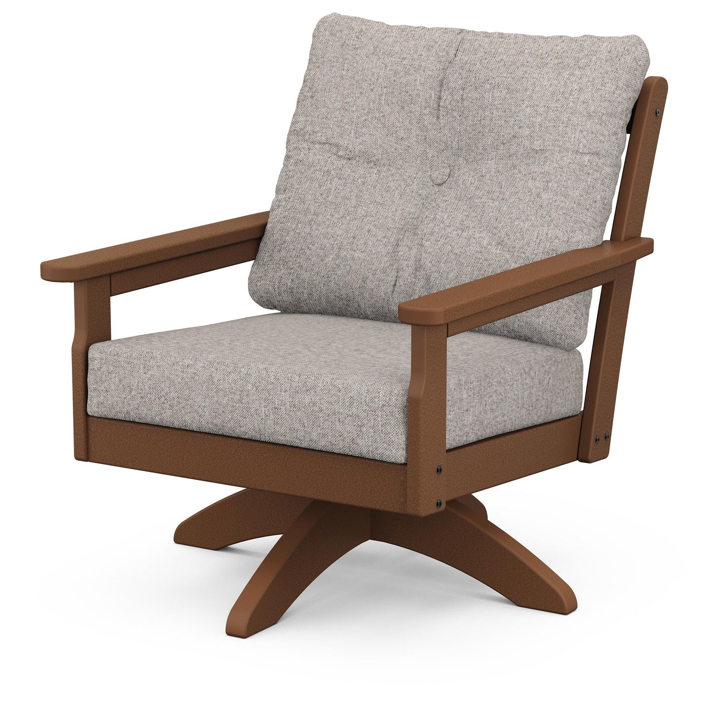 Vineyard Deep Seating Swivel Chair Teak Frame Weathered Tweed Cushions, image 83