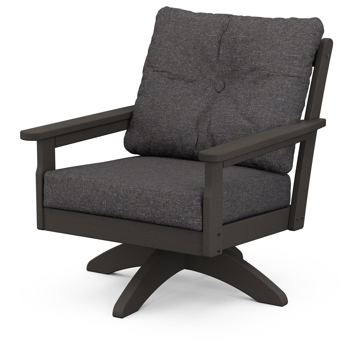 Vineyard Deep Seating Swivel Chair Vintage Coffee Frame Ash Charcoal Cushions, image 10