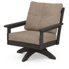 Vineyard Deep Seating Swivel Chair Vintage Coffee Frame Spiced Burlap Cushions