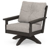 Vineyard Deep Seating Swivel Chair Vintage Coffee Frame Weathered Tweed Cushions