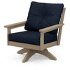 Vineyard Deep Seating Swivel Chair Vintage Sahara Frame Marine Indigo Cushions