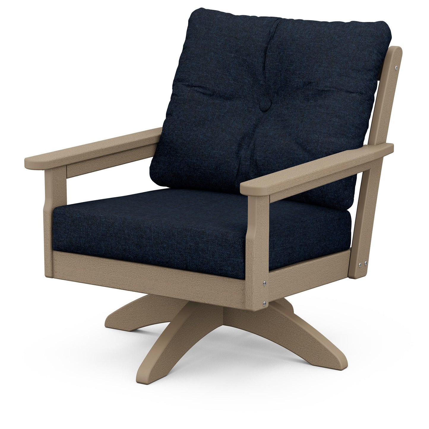 Vineyard Deep Seating Swivel Chair Vintage Sahara Frame Marine Indigo Cushions, image 36