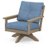 Vineyard Deep Seating Swivel Chair Vintage Sahara Frame Sky Blue Cushions