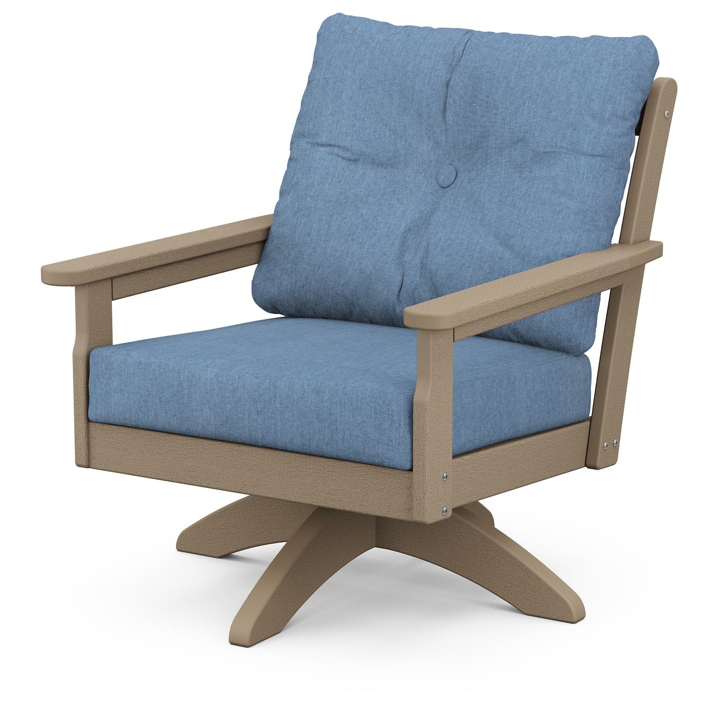 Vineyard Deep Seating Swivel Chair Vintage Sahara Frame Sky Blue Cushions, image 62