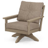 Vineyard Deep Seating Swivel Chair Vintage Sahara Frame Spiced Burlap Cushions