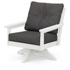 Vineyard Deep Seating Swivel Chair Vintage White Frame Ash Charcoal Cushions