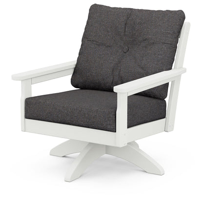 
                  Vineyard Deep Seating Swivel Chair Vintage White Frame Ash Charcoal Cushions - Image 12
                