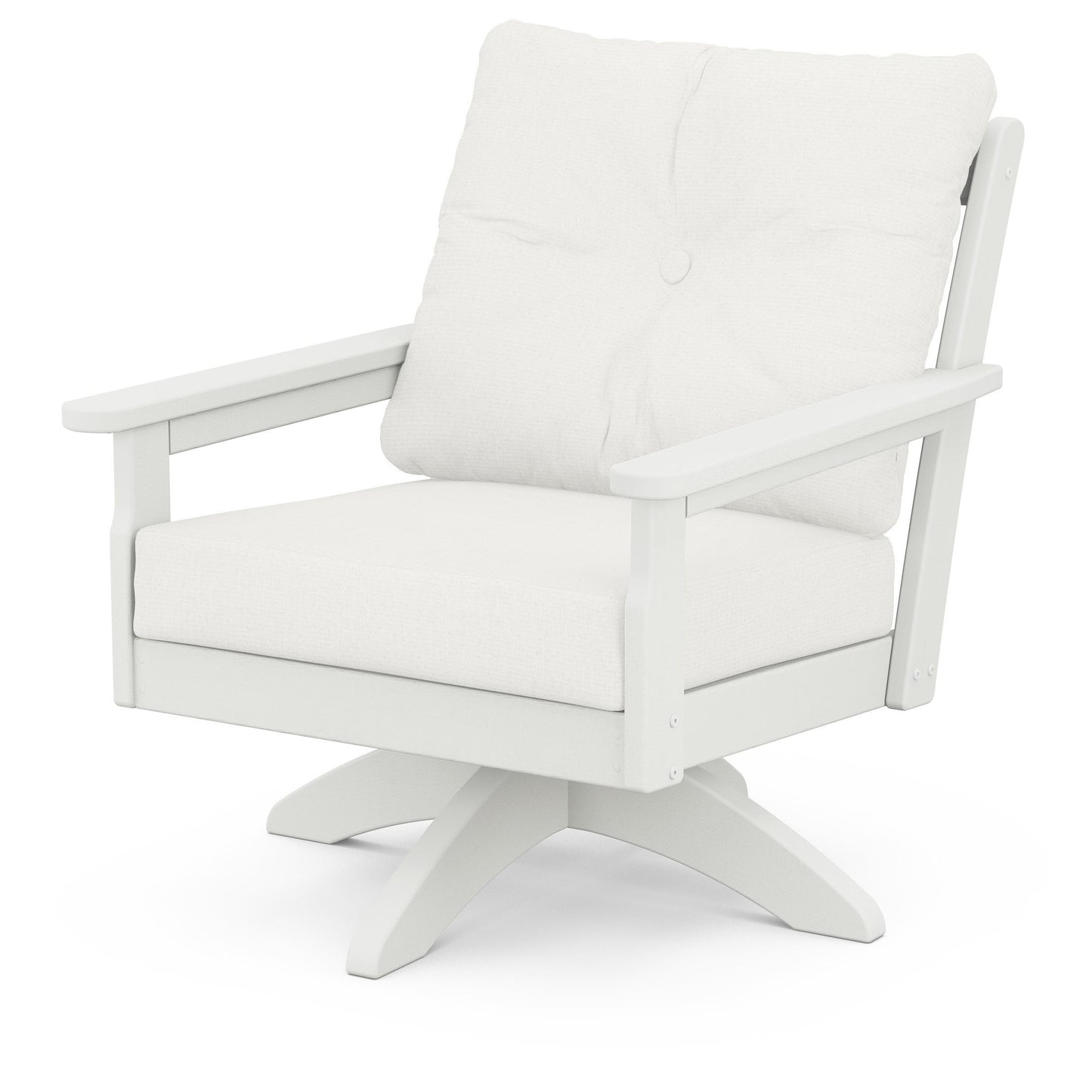 Vineyard Deep Seating Swivel Chair Vintage White Frame Natural Linen Cushions, image 50