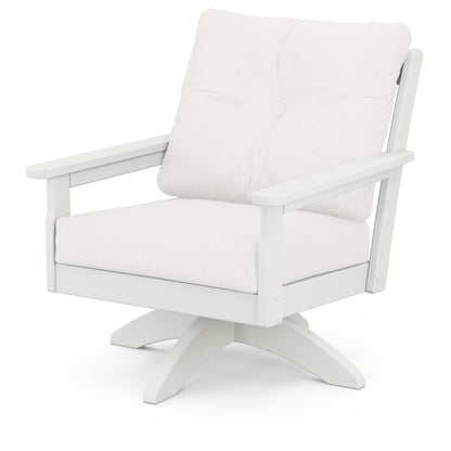 
                  Vineyard Deep Seating Swivel Chair Vintage White Frame Natural Linen Cushions - Image 50
                