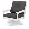 Vineyard Deep Seating Swivel Chair White Frame Ash Charcoal Cushions