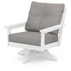 Vineyard Deep Seating Swivel Chair White Frame Grey Mist Cushions