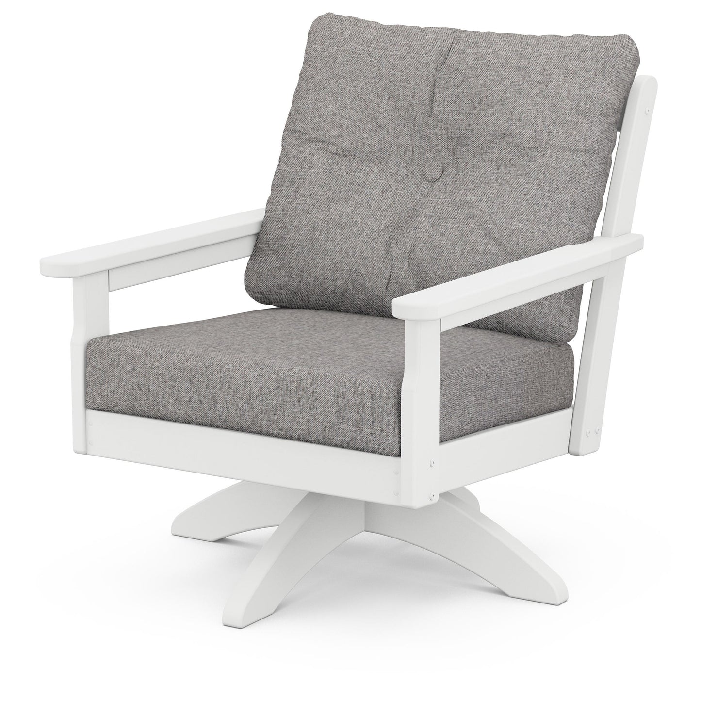 Vineyard Deep Seating Swivel Chair White Frame Grey Mist Cushions, image 18