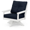 Vineyard Deep Seating Swivel Chair White Frame Marine Indigo Cushions