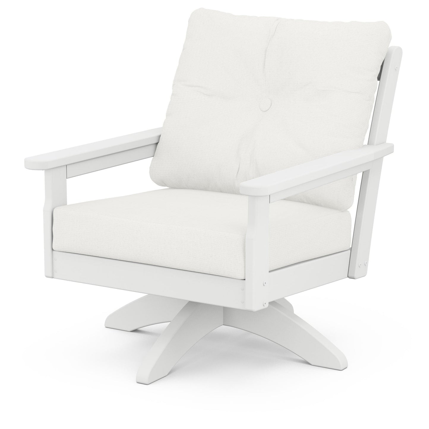Vineyard Deep Seating Swivel Chair White Frame Natural Linen Cushions, image 43