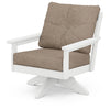 Vineyard Deep Seating Swivel Chair White Frame Spiced Burlap Cushions