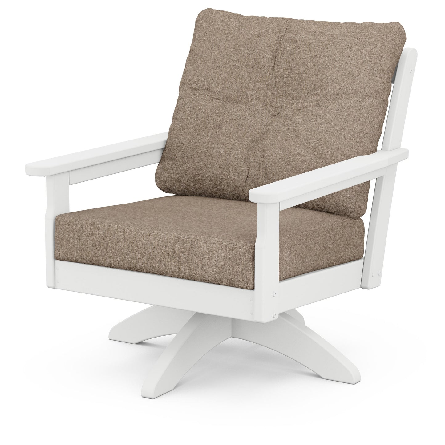 Vineyard Deep Seating Swivel Chair White Frame Spiced Burlap Cushions, image 69