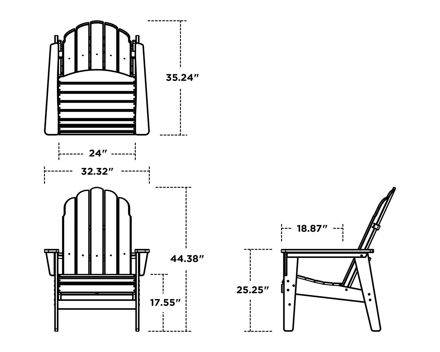 Vineyard Grand Upright Adirondack Chair Dimensions, image 3