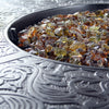 castelle 50 round coffee table with fire pit glass detail close up