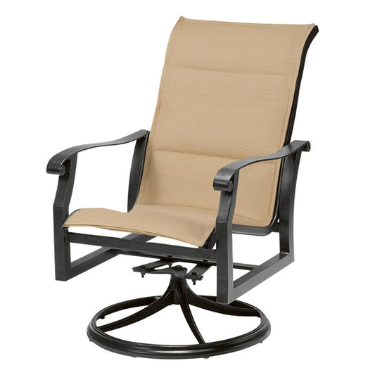 Cortland Padded Sling High Back Swivel Rocker Dining Chair