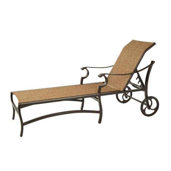 monterey sling adjustable chaise lounge with wheels