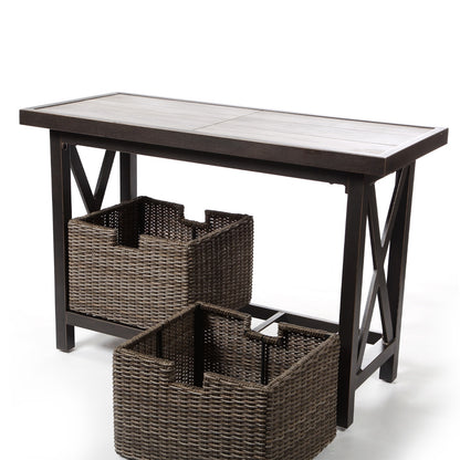 Oak Grove Sofa Table W/ Baskets
